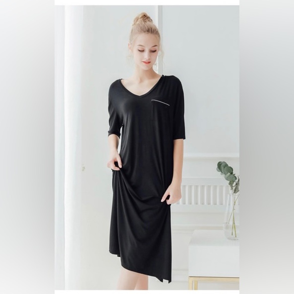 🌸 Black Short Sleeve Lounge Sleepwear